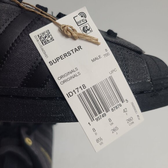 Adidas Originals Superstar Sneakers ID1718 Size 8.5 Carbon Core Black Gold main image 4